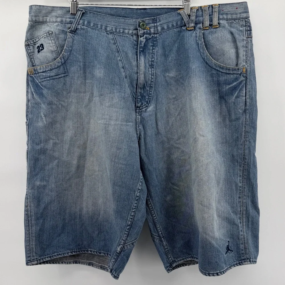 Jordan VTG Denim Shorts Mens 44 Blue Baggy Y2K Jumpman 23 Embroidered‎ Jorts